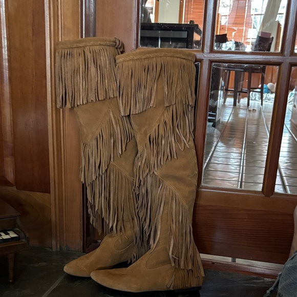 Shoes - Sam Elderman Tasseled Suede high boots